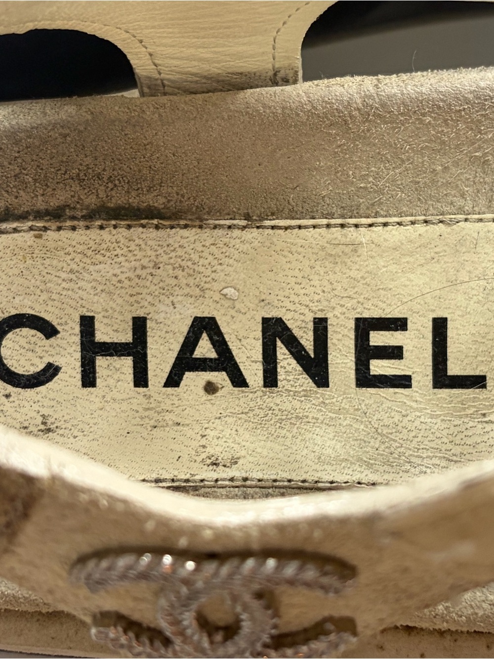 Chanel woman’s Beige Suede Logo Sandals - Picture 2 of 2